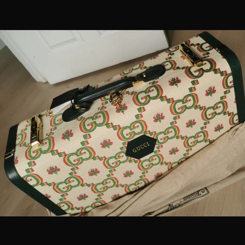 BRAND NEW RARE Gucci Savoy Medium luggage centennial print - needs lock repair - Picture 2 of 2